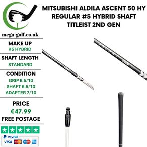 Mitsubishi Aldila Ascent 50 HY Regular #5 Hybrid Shaft / Titleist 2nd Gen