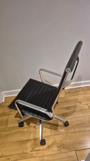 Eames Style Ribbed High Back Office Chair - Black & Chrome