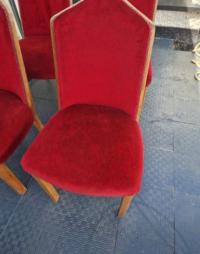 1930s set of Original red velvet walnut Art Deco chairs