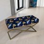 Black Patterned Velvet Black Metal Frame Bench 100x40x40/50cm Image 2