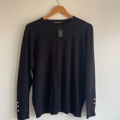 Ladies black crewneck sweater plus size - New
