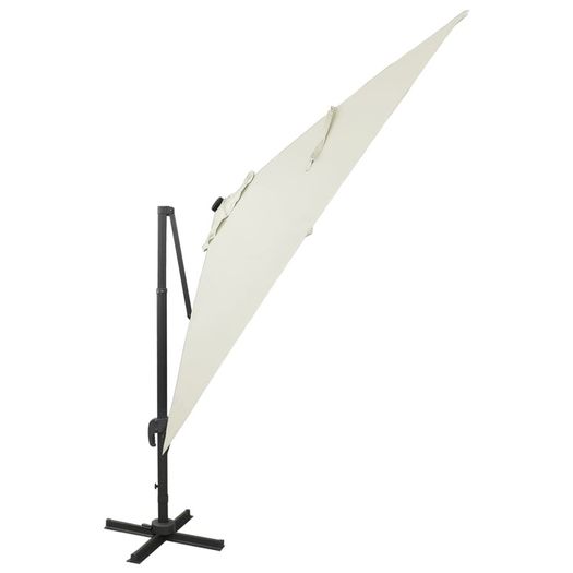 Cantilever Umbrella with Pole and LED Lights Sand 300 cm