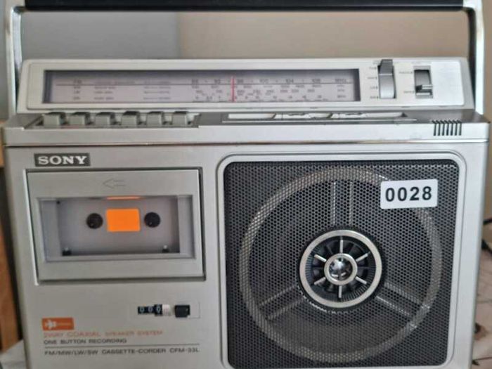 From 1979, Sony CFM-33L FM/MW/LW/SW radio cassette recorder, working good, no any problems.