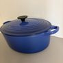 Vintage Le Creuset Cast Iron Oval Casserole Dish Size 29 4.7 Litre - Dark Blue Navy Dutch Oven Pot Image 4