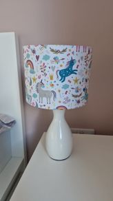 girls unicorn bedside lampshades  and big sade for bedroom