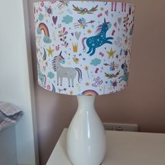 girls unicorn bedside lampshades  and big sade for bedroom