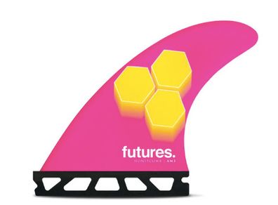 Futures Small AM3 Honeycomb Thruster Surfboard Fin - Yellow Pink
