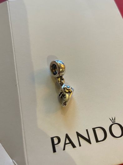 Pandora Charm it's a baby boy bootie with Gold and blue CZ