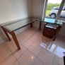 L-Shaped Corner Desk - Glass Top and Solid Wood Image 2