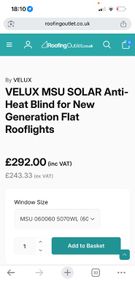 Velux solar blind, new in box