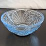 Vintage Blue Pressed Glass Floral Dessert Bowls Set of 4 Retro Glassware Image 5