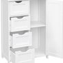 Bathroom Floor Storage Cabinet, Wooden Storage Unit with 4 Drawers, Single Door, Adjustable Shelf, for Living Room, Kitchen, Entryway, White (FREE POSTAGE) Image 3