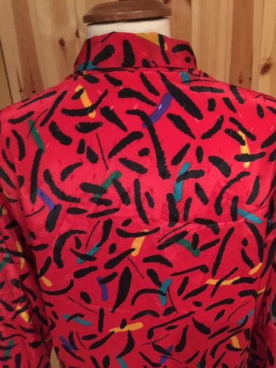 VINTAGE Patterned Pussy-Bow Blouse