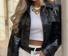 Zara Croc Effect Faux Leather Jacket, Size M, New with tags