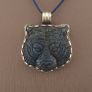 Labradorite Tiger Face Carved Stone Vintage Brass Pendant Image 10