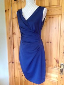 BNWT Lipsy Navy Sateen Wrap Shift Dress Size 10