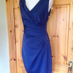 BNWT Lipsy Navy Sateen Wrap Shift Dress Size 10