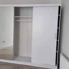 Large White Sliding Door Wardrobe with Mirror for Sale