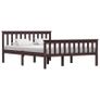 Bed Frame Dark Brown Solid Pinewood 135 x 190 cm Image 5