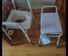 Shower chair and toilet frame adjustable