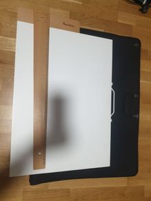 Portfolio case, drawing board and T square