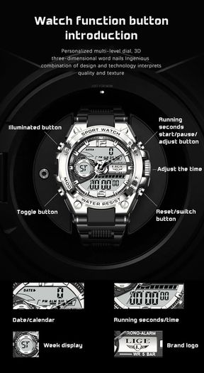 BRAND NEW LIGE Digital Men Military Watch 50m Waterproof Wristwatch LED Quartz Clock Sport Watch Male Big Watches Men Relogios Masculino