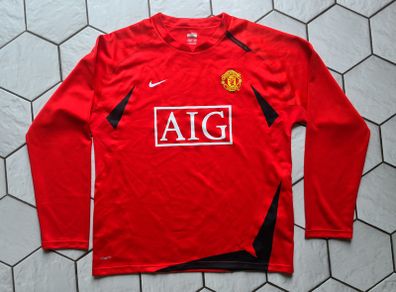 Jersey Shirt AIG Nike Manchester United Football long sleeve size L Large