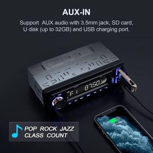 NEW SALE | 7 LED Colors Car Stereo Handsfree Calling Bluetooth 5.0 Car Radio, Stereo & Clock, 4X60W FM Radio