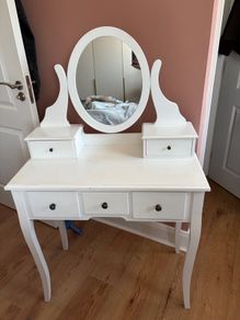 Dressing table with mirror and 5 drawers white