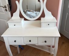 Dressing table with mirror and 5 drawers white