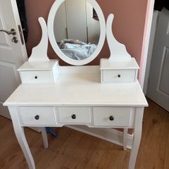 Dressing table with mirror and 5 drawers white