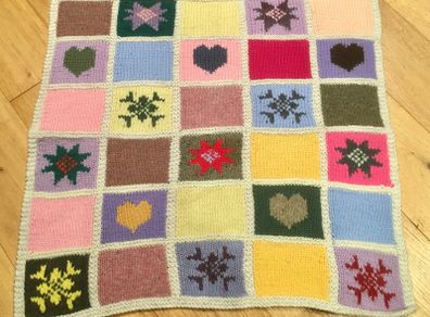 Hand Knit Patchwork Baby Blanket