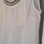 VINCE OTTO white fringed vest with jewelled neckline Sz S/M (Fit 8-10 UK) Image 5