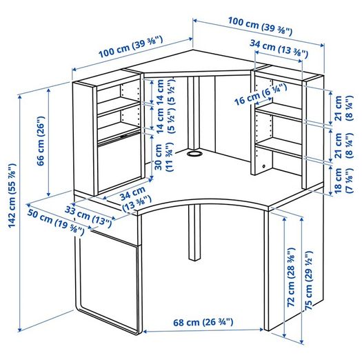 Corner desk with Shelves