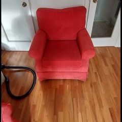 red single sofa with wheels