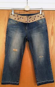 NEXT Embroidered Cropped Jeans 12    Jewelled Waistband