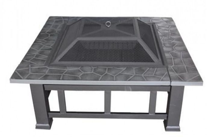 Fire Pit Outdoor Steel Brazier Square Patio Heater BBQ