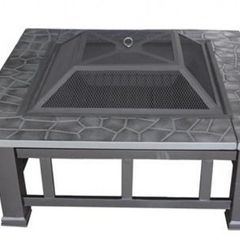 Fire Pit Outdoor Steel Brazier Square Patio Heater BBQ
