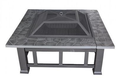 Fire Pit Outdoor Steel Brazier Square Patio Heater BBQ