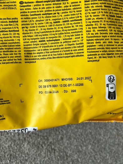 Josera "Marinesse" cat food NEW