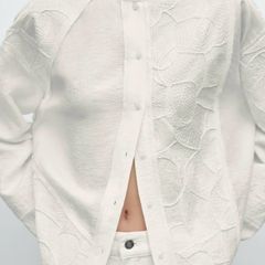 Massimo Dutti White Embroidered Blouse