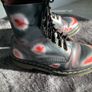 Vintage Dr Martens / Docs Size 5 1460 Rub Off Leather Boots in Acid Red, Navy and White Image 4