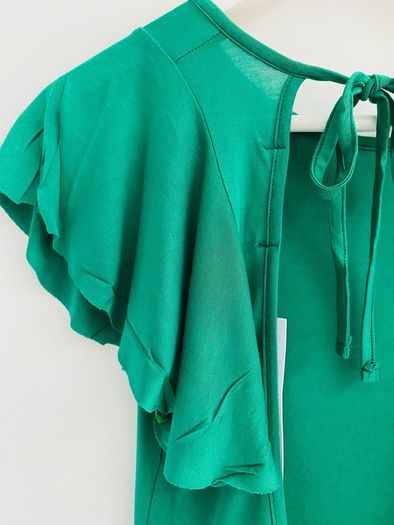 ASOS Emerald Green Open Back Ruffle Sleeve Detail Mini Dress UK 8