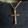 Vintage Gold Plated Cross Pendant and Chain L-10" Image 6