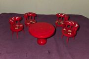 1970's Doll House wooden hand painted Furniture