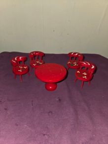 1970's Doll House wooden hand painted Furniture