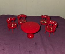 1970's Doll House wooden hand painted Furniture