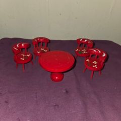1970's Doll House wooden hand painted Furniture