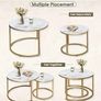 Removable Set of 2 End Table, Nesting Tables with Gold Metal Frame Legs and Marble White Top for Living Room, Bedroom, Office, Balcony, Apartment (White Image 5
