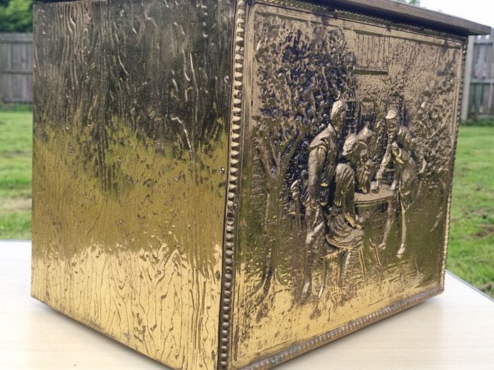 Vintage brass fireplace box